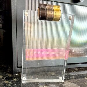 Coach Acrylic picture frame 5 x 7 Leather Metalic Binders